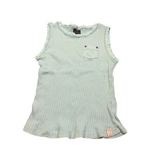 Ariat Womens Ribbed Cotton Tank Top light blue Small Pocket Sleeveless Tee